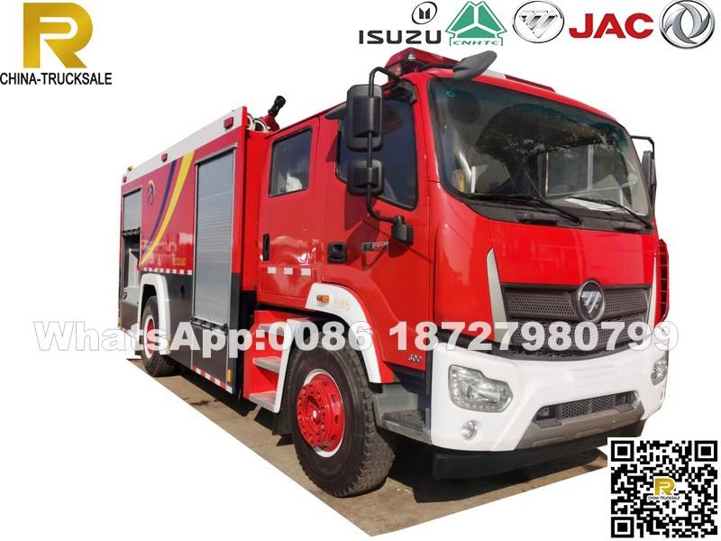 FOTON dry powder fire truck, 8000L water foam fire truck 