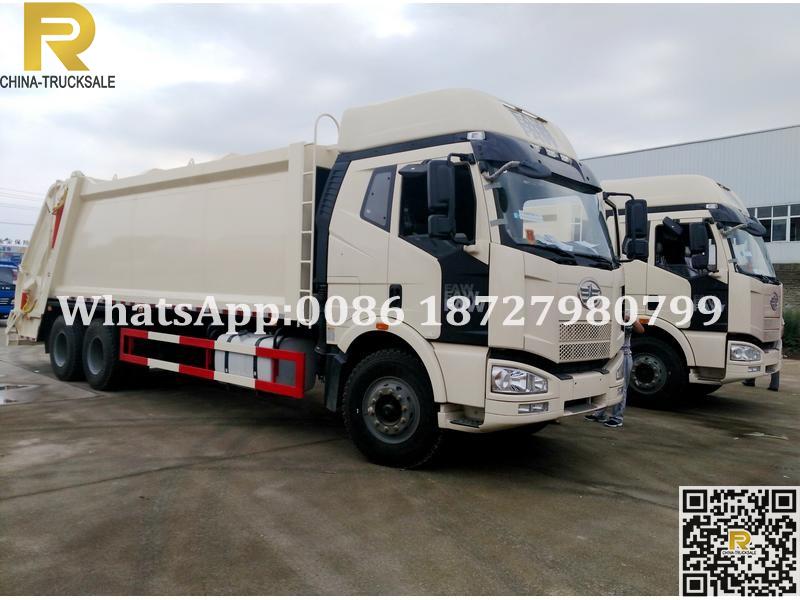 To Tanzania 10 wheels 20CBM FAW back-loaded compactor garbage truck